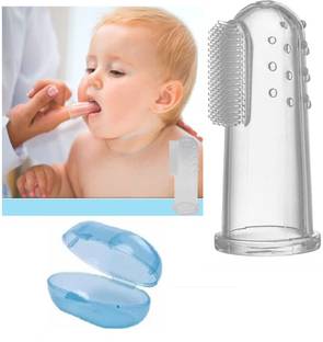 MILANMIS Silicone finger Brush with Toung cleaner and Gum Massager 3-24 month Ultra Soft Toothbrush