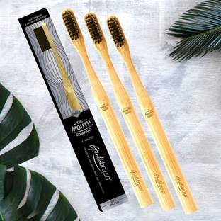 The Mouth Company Gentlebrush Round - Premium Bamboo Toothbrush with Charcoal Activated Bristles Soft Toothbrush