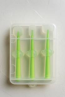 Magic Pebbles Baby Silicon Toothbrush 3 in 1 Set for Newborn Baby/Infants/Kids Ultra(Green) Extra Soft Toothbrush