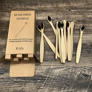 TheTrendyMart Bamboo Toothbrush with Charcoal Activated Soft Bristles Wooden ECO Friendly Extra Soft Toothbrush
