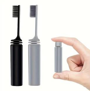 ARDAKI Bamboo Charcoal Folding Toothbrush, Reusable & Compact Travel Soft Toothbrush