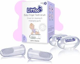 Littloo Finger Toothbrush | 100% Silicone | Great for Massaging & Cleaning Gums | Brush for Babies | Toddlers | Pack of 1 -Each contain 2 Soft Toothbrush