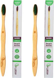 Bamboo Haat Bamboo Toothbrush with activated Charcoal + Neem infused Dual Bristles Ultra Soft Toothbrush
