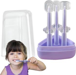 TONY STARK 3 in 1 Set Silicone Baby Tongue Cleaner & U Shaped Toothbrush with Travel Case, Ultra Soft Toothbrush