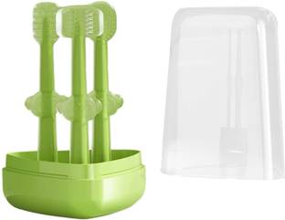 Jariso Baby 3 Steps Silicone Baby Training Manual Toothbrush, Tongue Cleaner Soft Toothbrush