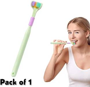 QBLYN Three-Sided Toothbrush Soft Bristle Toothbrush With 3 Head Design Soft Toothbrush
