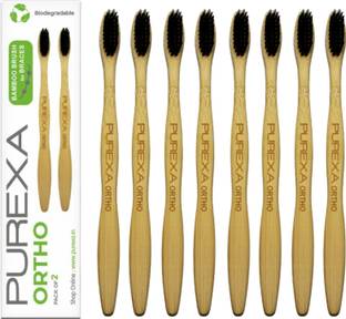PUREXA Ortho Bamboo Charcoal Toothbrush for Braces V Shaped Curve Extra Soft Toothbrush