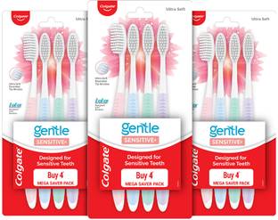 Colgate Gentle Sensitive Soft Bristles Toothbrush for Adults (4pcs x 3) Ultra Soft Toothbrush