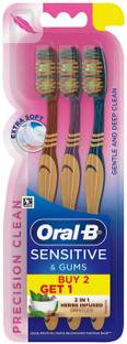 Oral-B Sensitive & Gums - Precision Clean - 3 in 1 herbs infused bristles Extra Soft Toothbrush