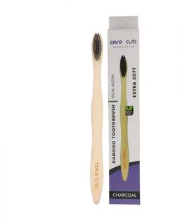 CARE CUB CharcoalSoft Bambo Toothbrush EcoFrindly Antibacterial Biodegradable in Elegant Soft Toothbrush