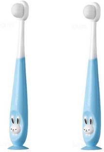 KidSy Toothbrush For Kids|Ultra Soft Micro Bristles |BPA Free with Suction Cup(Blue) Ultra Soft Toothbrush