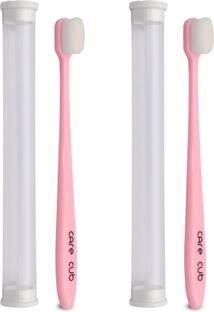 CARE CUB Pink Flat Nano10000 White Bristl BPA Free Perfect For Sensitive Teth Ultra Soft Toothbrush