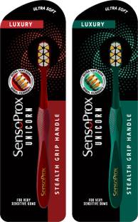 SENSOPROX Unicorn Pack of 2 Green & Red Extra Soft Toothbrush