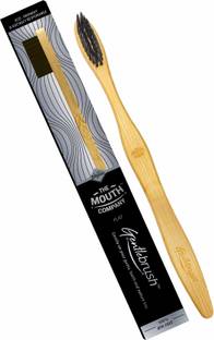 The Mouth Company Gentlebrush Flat - Premium Bamboo Toothbrush with Charcoal Activated Bristles Ultra Soft Toothbrush