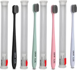 CARE CUB Multicolour Flat Nano10000 Bristle BPA Free Effect For Sensitive Teeth Extra Soft Toothbrush