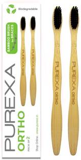 PUREXA Ortho Bamboo Charcoal Toothbrush for Braces Ultra Soft Toothbrush