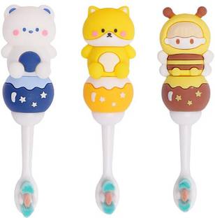 Gomzy Kids Toothbrush -Teddy Bear Shape Design Soft Tooth Brush Extra Soft Toothbrush