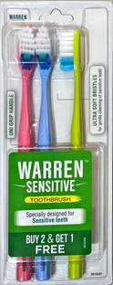Warren Sensitive Toothbrush - Specially Designed for Sensitive Teeth - multicolour Ultra Soft Toothbrush