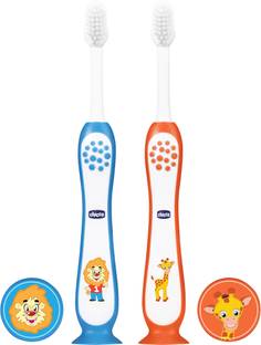Chicco Ultra Set Blue + Orange 3Y-8Y (BPA Free) Ultra Soft Toothbrush