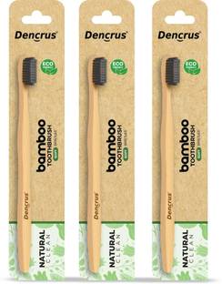 Dencrus NATURAL CLEAN Bamboo Toothbrush with Charcoal Activated, Eco-friendly Ultra Soft Toothbrush