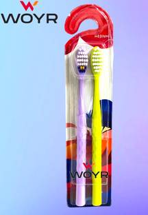 WOYR Premium Quality 2 PC Medium Plastic Toothbrush|Toothbrush with soft bristles Medium Toothbrush