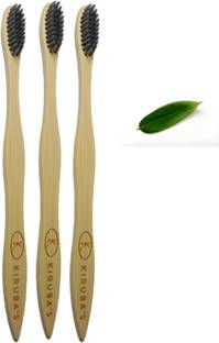 KIRUBAS S CURVE CHARCOAL BRISTLES BAMBOO TOOTHBRUSH ULTRA SOFT Adults Ultra Soft Toothbrush