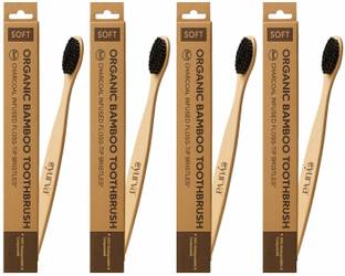 eyurva 4 Pcs. bamboo natural wooden eco-friendly toothbrush with soft bristles Soft Toothbrush