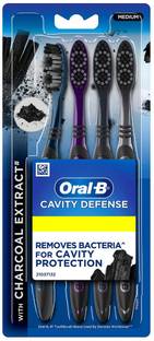 Oral-B Cavity Defense Charcoal, Value Pack of 4 Medium Toothbrush
