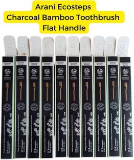 arani Bamboo Toothbrush Flat Handle Family Mega Pack Medium Toothbrush