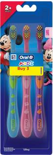 Oral-B Kids Mickey Gentle, Pack of 3, Age 2+, Easy to hold handle Soft Toothbrush