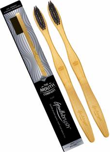 The Mouth Company Gentlebrush Flat - Premium Bamboo Toothbrush with Charcoal Activated Bristles Ultra Soft Toothbrush