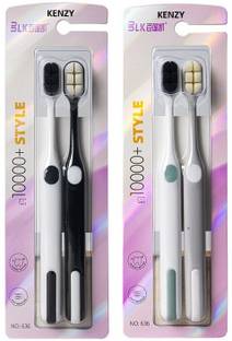 KENZY Ultra Soft Bristle Toothbrush for Adults Wide Head Couple Pack Ultra Soft Toothbrush