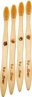 kd and sons 4 pcs 100 % organic bamboo toothbrush with soft natural bamboo bristles 100 % biodegradable Ultra Soft Toothbrush