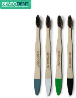 bentodent Charcoal Bamboo Toothbrush Adults Slim Teeth Whitening Soft Toothbrush