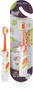Beebaby Unicorn Shape Brush Buddy Soft Tapered Bristles Kids Toothbrush. BPA Free|Orange Extra Soft Toothbrush
