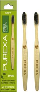 PUREXA Bamboo Charcoal Toothbrush ( Pack of 2 ) Soft Toothbrush