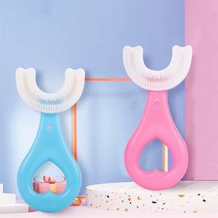DC DECORIO Children Infant Toothbrush 360 Degree U-shaped For 2-6 Years Mouth-Cleaning Silicone Clean Brushing Kids Teeth Dental Care Hand-Held Version COMBO Soft Toothbrush