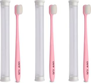 CARE CUB Pink Flat Nano10000 White Bristl BPA Free Perfect For Sensitive Teth Ultra Soft Toothbrush