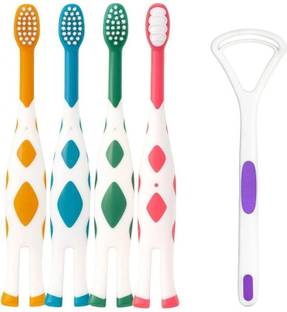 Shree GRB Manual Toothbrush for Kids & young with Tongue Cleaner and Soft Bristles Extra Soft Toothbrush