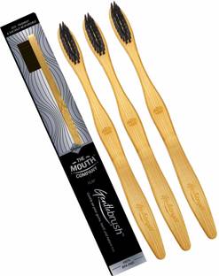 The Mouth Company Gentlebrush Flat - Premium Bamboo Toothbrush with Charcoal Activated Bristles Ultra Soft Toothbrush