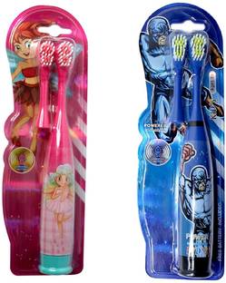 GREST Electric Soft Battery Powered Toothbrush Extra Brush 2 - Blue and Pink Ultra Soft Toothbrush