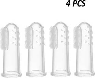 Daydreamer Baby Finger Toothbrush Teeth Clear Soft Silicone Tooth Brush Rubber Pack of 04 Soft Toothbrush
