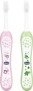 Chicco TOOTHBRUSH SET PK+GREEN 6M-36M Ultra Soft Toothbrush