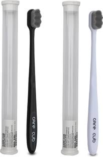 CARE CUB Black & White ZigZig Nano10000 Bristle BPA Free Effect For Sensitive Teeth Ultra Soft Toothbrush