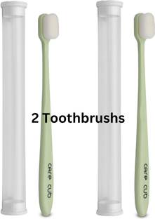 CARE CUB Green Flat Nano10000 White Bristl BPA Free Perfect For Sensitive Teth Ultra Soft Toothbrush