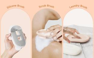 AK10ZONE 2 in 1 Travel Soap Case with Bath Brush Transparent Medium Toothbrush