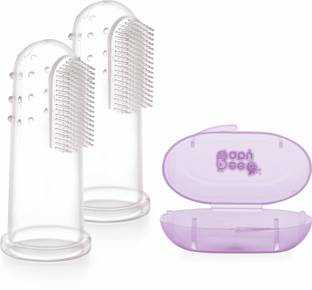 Beebaby Silicone Finger Brush with Carry Case For Baby (Pack of 2) Violet Ultra Soft Toothbrush