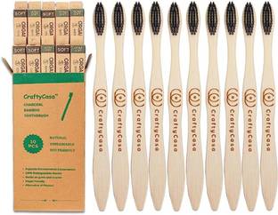 StupidCart Bamboo Toothbrush Charcoal Black Bristles Extra Soft Toothbrush