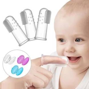 alku Baby Finger Toothbrush Reusable Silicon Made Food Grade Quality in Storage Case Ultra Soft Toothbrush