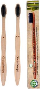 GREENLOOPS Bamboo Toothbrush Charcoal Infused Soft Bristle Soft Toothbrush